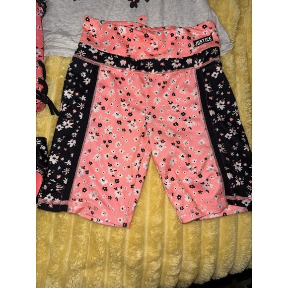 Justice 4 Piece Girls, Outfit, Swimsuit, Tankini Shorts Tank Floral Orange 10 - Picture 4 of 8